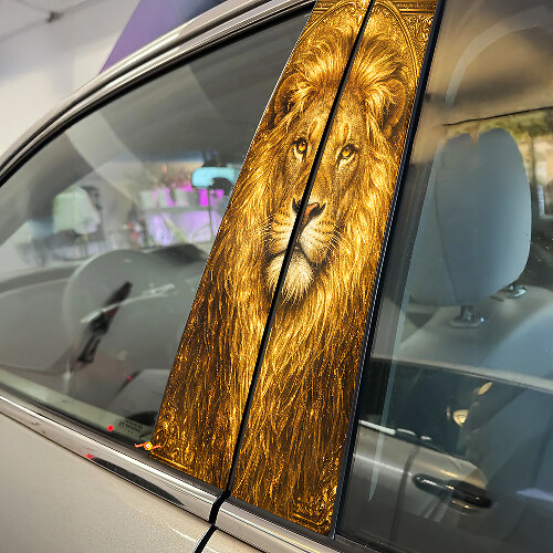 Ensemble d'autocollants en vinyle visage du Roi Lion pour montant de porte