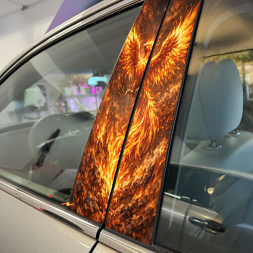 Ensemble d'autocollants en vinyle pour montant de porte Fire Phoenix