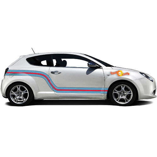 Kit d'autocollants en vinyle à bandes latérales courbes style course pour Alfa Romeo