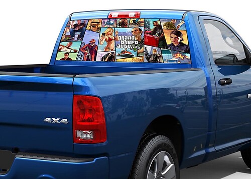 Autocollant Vinyle pour Lunette Arrière GTA Grand Theft Auto 5 pour Pick-up et SUV