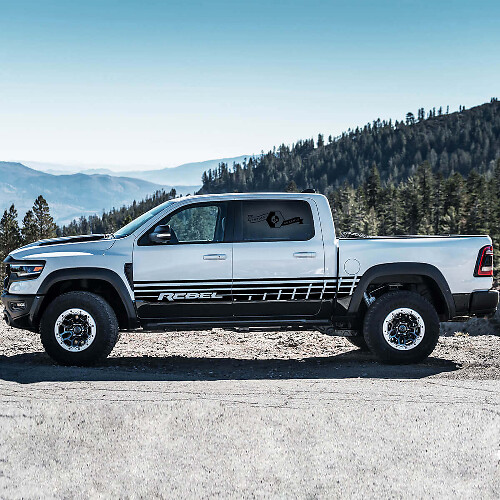 Ensemble d'autocollants vinyle bande latérale style Rebel pour Dodge Ram Rebel 2021+