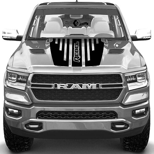 Autocollant en vinyle de bandes sur capot TRX Rebel pour Dodge Ram Rebel 2021+_1