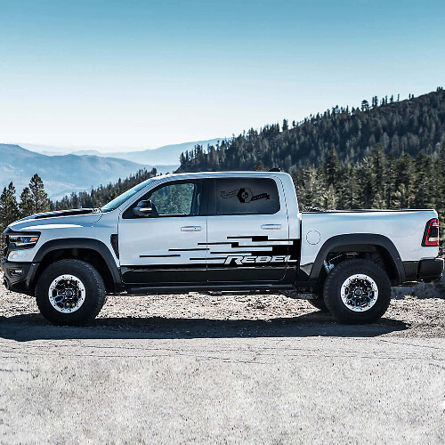 Kit d'autocollants en vinyle à rayures latérales en échelle pour Dodge Ram Rebel TRX 2021+