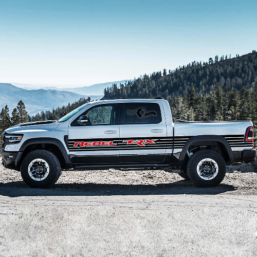 Kit d'autocollants en vinyle bandes latérales Rebel TRX pour Dodge Ram Rebel TRX 2021+