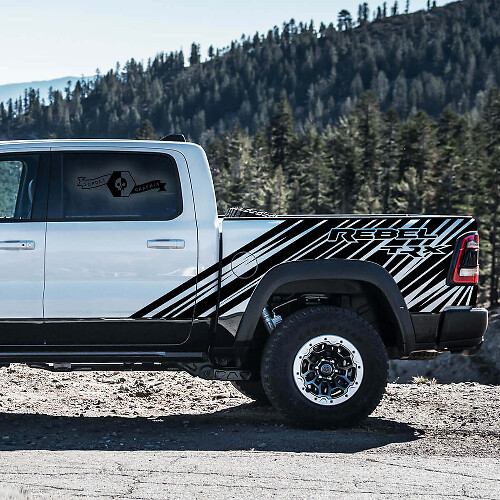 Ensemble d'autocollants en vinyle à bandes latérales TRX Rebel pour Dodge Ram Rebel 2021+