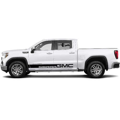 Ensemble d'autocollants vinyles de bandes latérales de porte de marque pour GMC Sierra_1