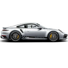 Kit d'autocollants en vinyle bandes latérales lettrage de marque pour Porsche 911 Turbo S_2