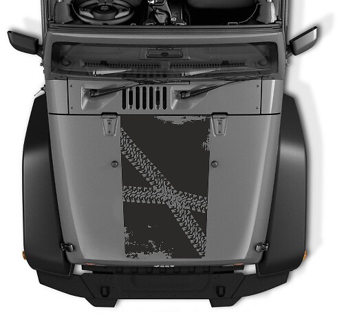 Autocollant en vinyle de capot avec traces de pneus usés pour Jeep Wrangler