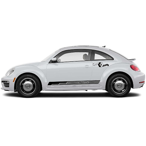 Jeu d’autocollants vinyle avec lettrage de marque et bandes latérales d’accent pour Volkswagen Beetle