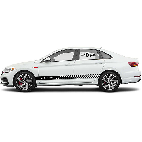 Ensemble d'autocollants en vinyle de bandes latérales de course de marque pour Volkswagen Jetta