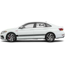 Ensemble d'autocollants en vinyle de bandes latérales de course de marque pour Volkswagen Jetta_5