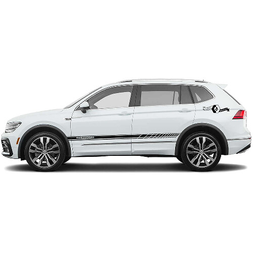 Kit d'autocollants en vinyle avec lettrage de marque et bandes latérales pour Volkswagen Tiguan
