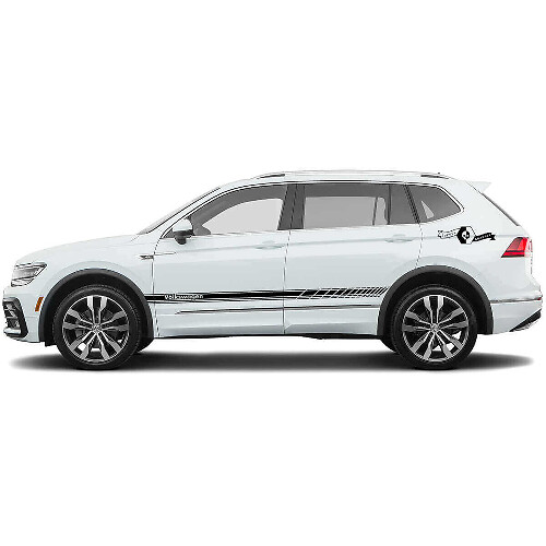 Ensemble d’autocollants vinyle bandes latérales style course pour Volkswagen Tiguan
