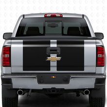 Kit d'autocollants vinyle à doubles bandes larges pour capot et hayon Chevrolet Silverado 2014-15_2