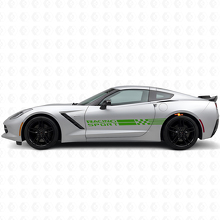 Ensemble d'autocollants en vinyle à rayures latérales damier pour Chevy Corvette Racing Sport_3