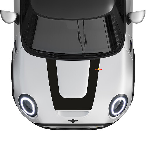 Autocollant vinyle bande rallye en U pour capot MINI Cooper S 2022-2024
