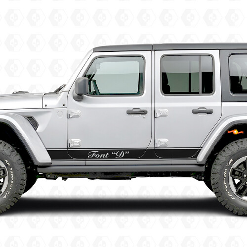 Autocollant vinyle latéral à rayures personnalisées pour Jeep Wrangler 2018-2027