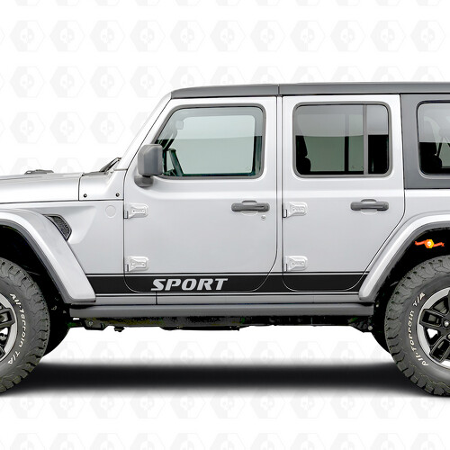 Autocollant vinyle latéral avec contour de lettrage Sport pour Jeep Wrangler 2018-2027