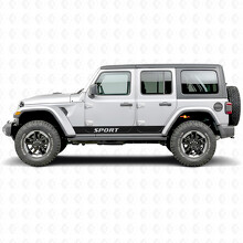 Autocollant Vinyle Latéral Rayures Droites Lettrage Sport pour Jeep Wrangler 2018-2027_2