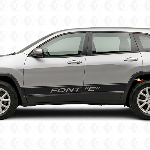 Décalque Vinyle Latérale à Rayures avec Contour de Texte Personnalisé pour Jeep Cherokee 2014-2023