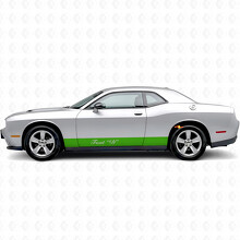 Autocollant en vinyle à bandes droites et texte personnalisé pour bas de caisse Dodge Challenger_3