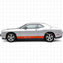 Autocollant en vinyle à bandes droites et texte personnalisé pour bas de caisse Dodge Challenger_4