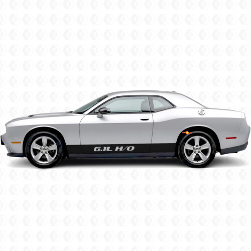 Autocollant vinyle de bas de caisse à bandes droites H/O 6,1L pour Dodge Challenger