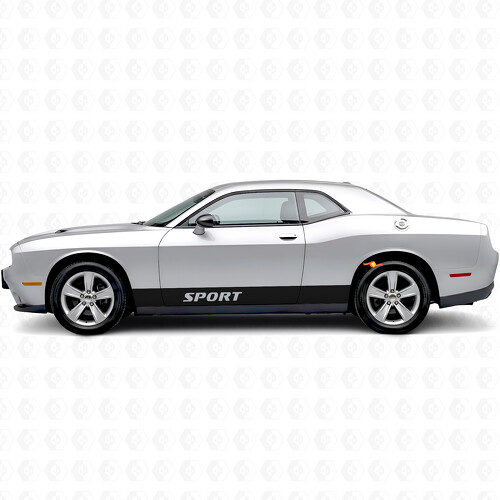 Autocollant en vinyle latéral à bandes droites sport pour Dodge Challenger_1
