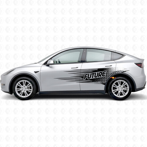 Autocollant vinyle latéral lettrage "Future" style électro pour Tesla Model Y