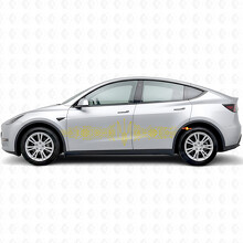 Autocollant vinyle latéral Ornement ukrainien en style techno pour Tesla Model Y_5