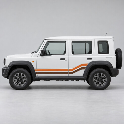 Kit d'autocollants en vinyle latéraux diagonaux doubles pour Maruti Suzuki Jimny Alpha cinq portes 2023_1