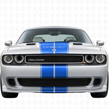 Kit complet d'autocollants vinyles avec bandes à double contour et texte personnalisé pour Dodge Challenger 2008-2014_7