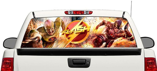 Autocollant en vinyle Flash & Reverse-Flash DC Comics pour lunette arrière de camion
