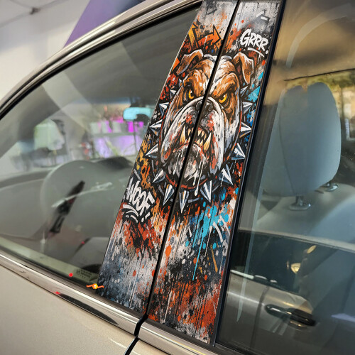 Autocollant Vinyle Décoratif pour Montant de Porte Style Graffiti Bulldog Furieux