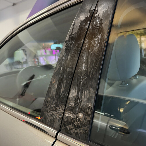 Autocollant vinyle Noir Chevalier pour montant de porte