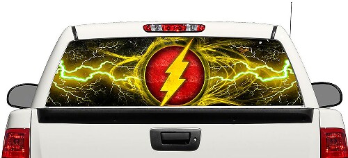 Autocollant Vinyle Logo Flash Éclair DC Comics Pour Vitre Arrière