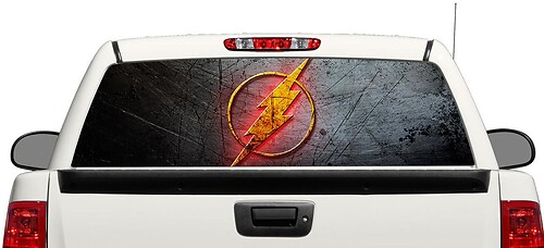 Autocollant en vinyle Flash Logo DC Comics pour vitre arrière de pick-up et SUV