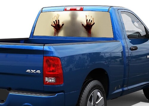 Zombie derrière le verre sang arrière fenêtre graphique autocollant autocollant camion SUV