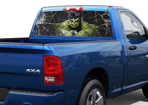 Autocollant de vitre arrière brisée style Hulk pour camionnette SUV
