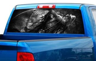 Grim Reaper tête de mort couleur ou B/W fenêtre arrière graphique autocollant camion SUV