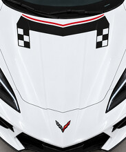 Autocollant en vinyle à motif damier pour capot de la Chevrolet Corvette C8 Stingray 2020_2