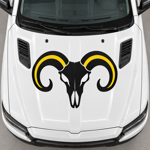 Autocollant Vinyle Capot Skull DT Rebel Klaxon Ouvert pour RAM 1500 2019_1