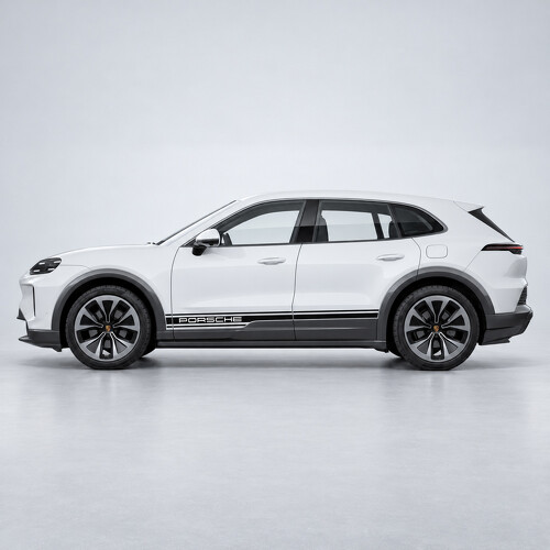 Autocollant vinyle bandes de bas de caisse de marque pour Porsche Cayenne Électrique