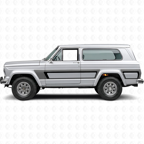 Autocollant Vinyle Latéral à Bandes Style Rétro pour Jeep Cherokee 1981-83_1