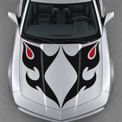 Autocollant Vinyle Capot Flamme Jumelle SS pour Chevrolet Camaro 2013_1