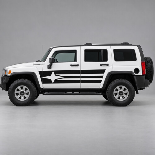 Autocollant vinyle avec direction boussole pour Hummer H3 2009_1