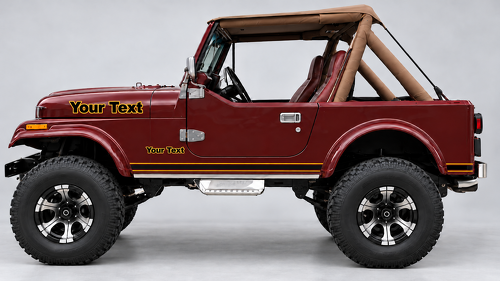 Kit de décalcomanies en vinyle avec contour de texte personnalisé et bandes latérales pour Jeep CJ-7 1984