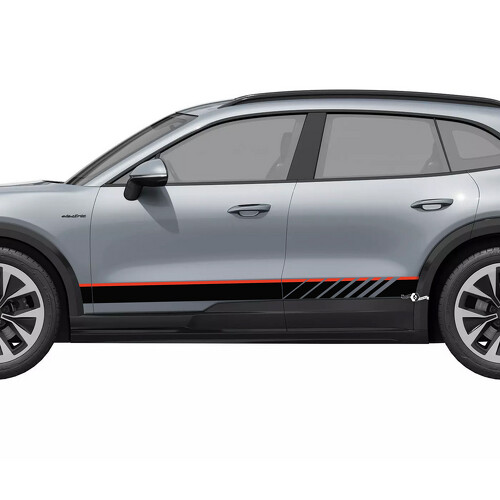 Autocollant vinyle bandes de course doubles pour bas de caisse Porsche Cayenne Électrique