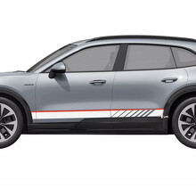 Autocollant vinyle bandes de course doubles pour bas de caisse Porsche Cayenne Électrique_2