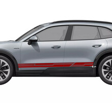 Autocollant Vinyle Bandes Style Cyber pour Bas de Caisse Porsche Cayenne Électrique_2